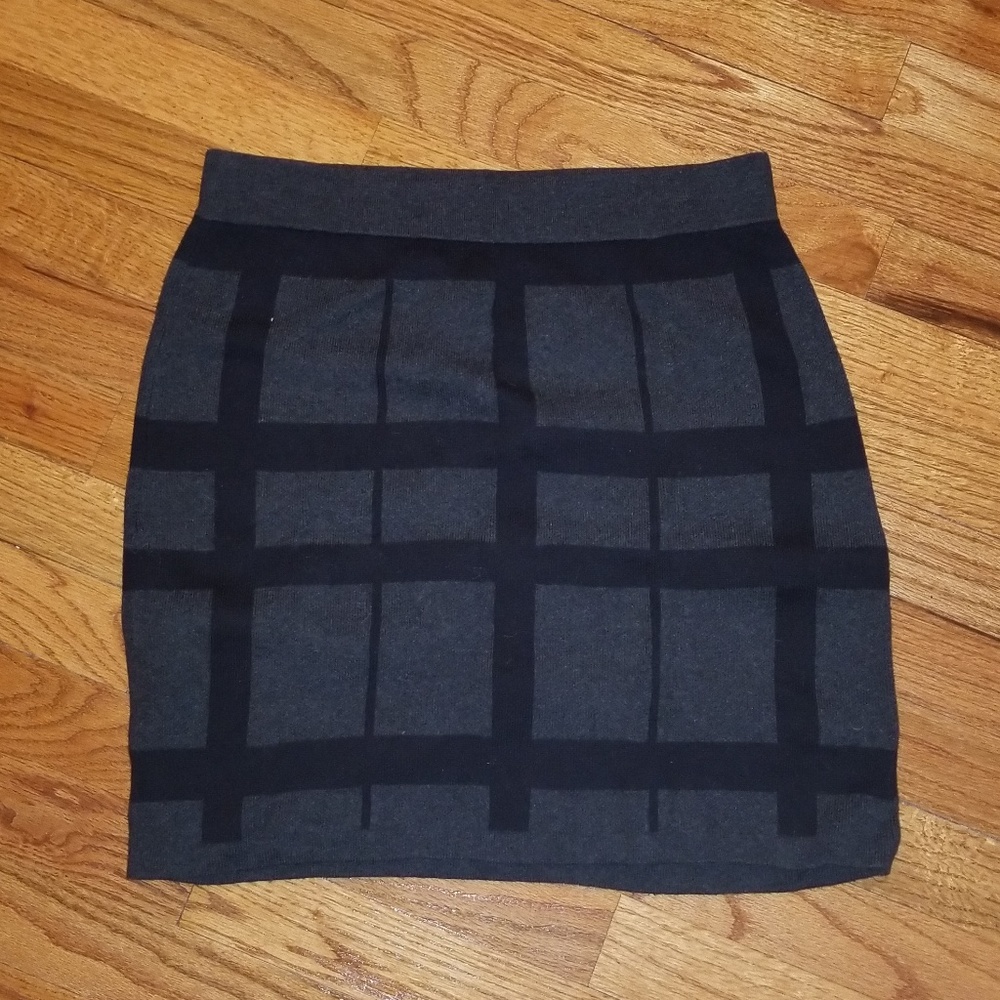 Grey Plaid Cotton Skirt